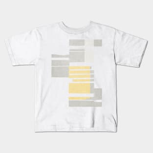 Abstract Yellow and Grey Shreds Kids T-Shirt
